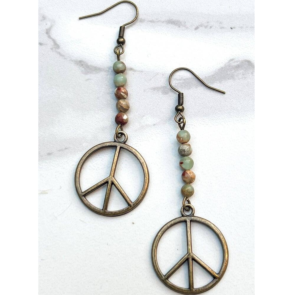 Imperial Jasper & Bronze Cross Dangle Earring | Dylan Designs